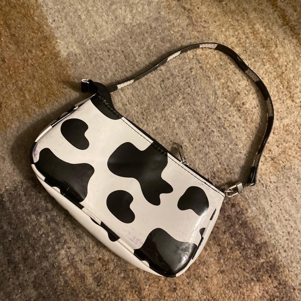 Cow Print Leather Shoulder Bag